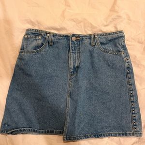 Vintage Denim Skirt with Metal Ring Details